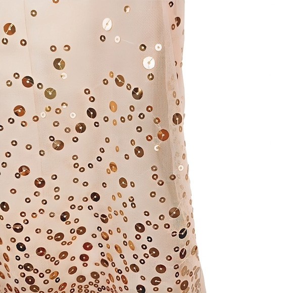 Love 2 Be Loved Peach Sequin Tunic Tank Top Small Sheer Layered Hem - Picture 3 of 5